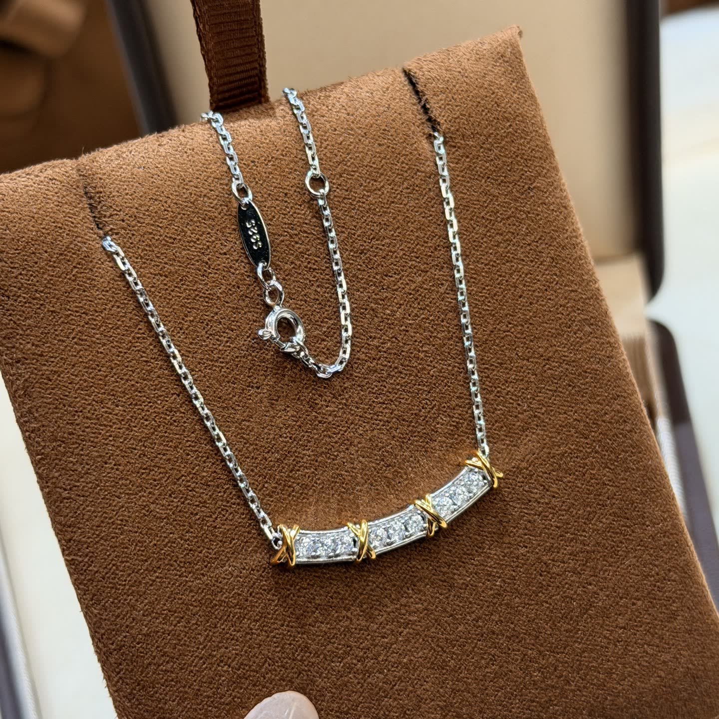 Tiffany & Co 925 Sterling Silver and Gold Plated Diamond Necklace Tiffany & Co 925 Sterling Silver and Gold Plated Diamond Necklace
